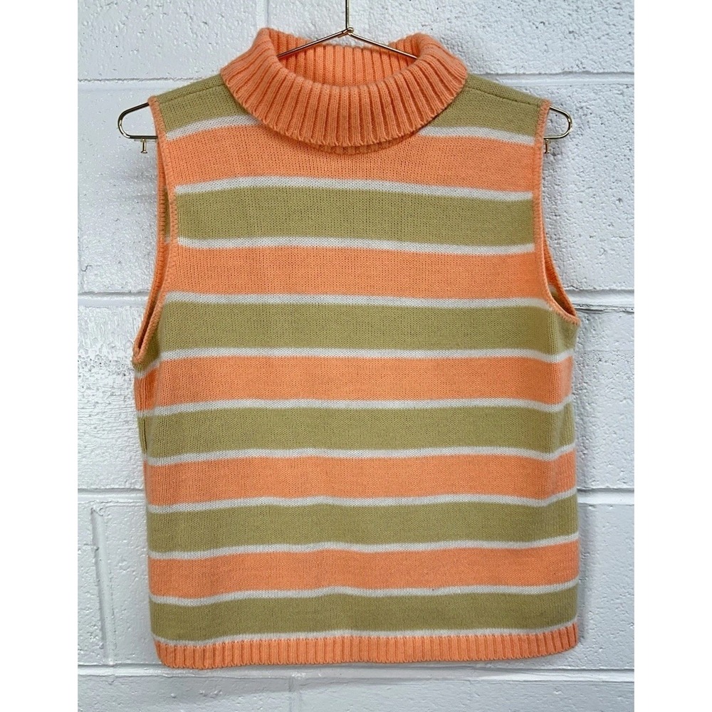 VTG 60s Elmar Striped Turtleneck Knit Sweater‎ Vest / Knit In California / Small